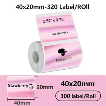 1 Rolle 40x20MM Kompatibel mit Phomemo M110 M220 M200 Selbstklebendes Farblaser-Thermopapier, E210 P50 Detong