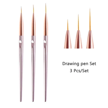 Acryl Französisch Streifen Nail art Linie Malerei Stift 3D Tipps Maniküre schlanke Linie Zeichnung (3 Stück)