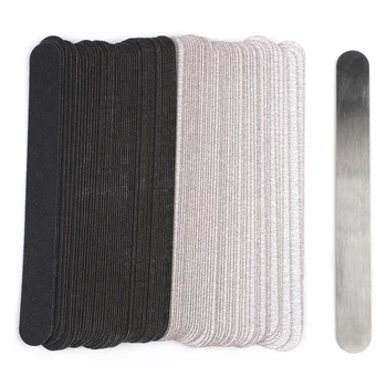 Gerade Ersatz-Nagelfeile 100/180/240, 10 Stück, grau/schwarz, abnehmbares Schleifpapier mit Edelstahlgriff