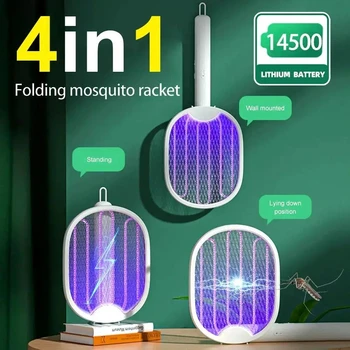 Faltbarer elektrischer Mückenvernichter-Schläger - 3000 V Insektenvernichter mit UV-Licht, wiederaufladbare