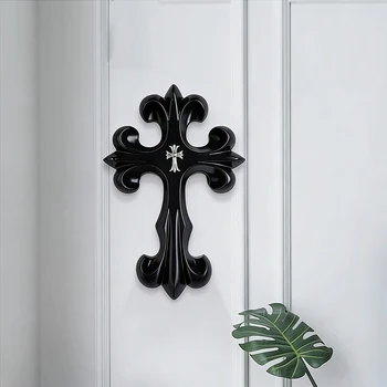 Vintage Kreuz-Ornament Retro Geschnitztes Kreuz-Dekor für Wohnzimmer Schlafzimmer Wanddekoration Geschenk