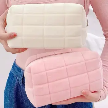 Solide Pelz Kosmetische Lagerung Tasche Große Frauen Zipper Make-Up Organizer Handtasche Schreibwaren