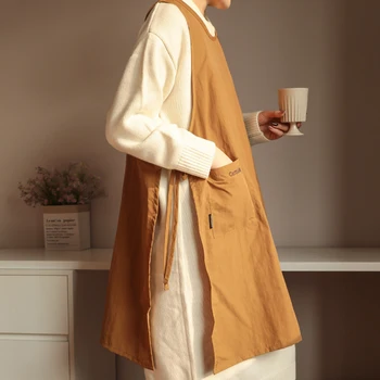 Anti-schmutzige lange Weste wasserdichte Küchenschürze mit Taschen Damen Malerei Kochen Arbeiten Pinafore