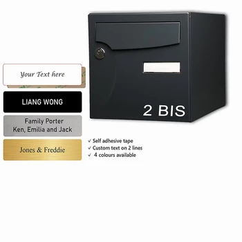 Selbstklebendes Briefkastenschild, Namensschild, personalisierter Text, Standardgröße, 7 x 2 cm, graviertes
