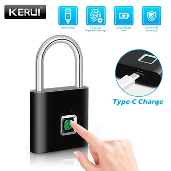 KERUI Intelligentes Fingerabdruck-Vorhängeschloss, wasserdichtes, schlüsselloses Fingerabdruck-Türschloss, Typ