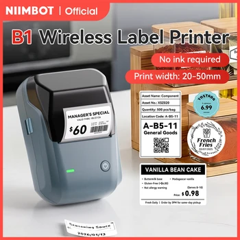 NIIMBOT B1 Tragbarer Thermodrucker mit Bändern, 2-Zoll-Klebeetikettendrucker