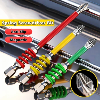 Frühling Schraubendreher-bits Magnetische PH2 Fahrer Schraube Anti-slip 60/90/110mm 1/4'' Hex Schaft Bohrer
