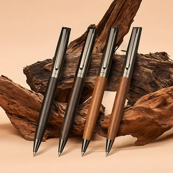 YUN CHUN 1 Set Premium-Metallkugelschreiber mit Holzgehäuse für glattes Schreiben Design - schwarze Tinte