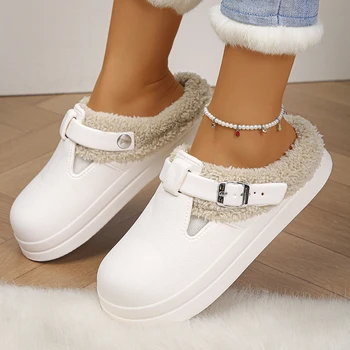 Winter Warme Flauschige Clogs Hausschuhe Frauen Eva Wasserdicht Nicht Slip Hause Rutschen Frau Leichte Weiche