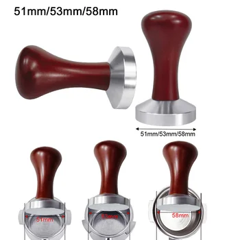 51mm 53mm 58mm Espresso manipulieren Kaffee Barista auf flacher Basis Kaffee stampfer mit Holzgriff