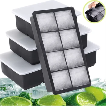 4/6/8/Gitter Große Eis Tablett Form Box Große Food Grade Silikon Eiswürfel Quadratische Tablett Form pub Wein