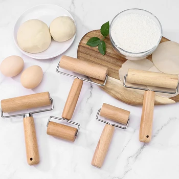 Holz-Nudelholz mit Griff zum Backen, Teigroller, Gebäck, Nudeln, Pizza, Küchenutensilien