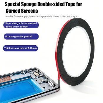 0,23 mm dünnes, doppelseitiges Schaumstoff-Schwammband für Mobiltelefone, gebogener Bildschirm