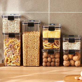 Versiegelte Gläser Küche Getreide Lagerung Organizer Große Tank Kunststoff Feuchtigkeit-beständig Lagerung Box