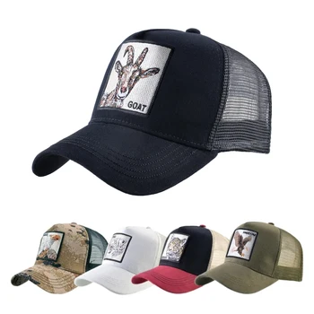 Modische Trucker-Kappen mit Stickerei, Ziegen-Patch, vier Jahreszeiten, Snapback-Baseballkappe für Männer