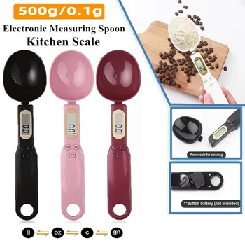 Mini-Löffelwaage, digitale Küchenwaage, elektronische LCD-Lebensmittelwaage, 0,1-500 g, Kochmehl, Milch