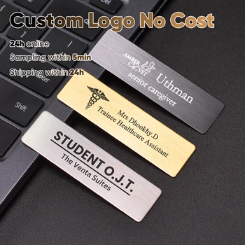 70 x 20 mm, gravieren Sie Ihr Logo, Textplatte, individuelles Abzeichen, personalisierbar, Broschennadel