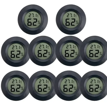 Mini-Hygrometer-Thermometer, digitales LCD-Messgerät für Innenräume, rundes Feuchtigkeits (4 Stück)