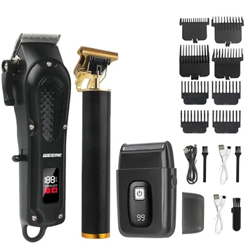 Vintage Herren Elektrischer Haarschneider Wiederaufladbarer Bartschneider mit Fußhaarschneider-Set USB
