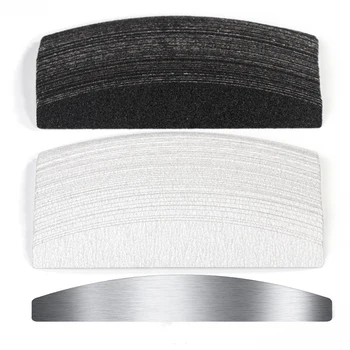 Nagelfeilen-Set mit Ersatz-Schleifpapier und Metallgriff, 100/180/240 Körnung, Abnehmbare Langlebige Streifen