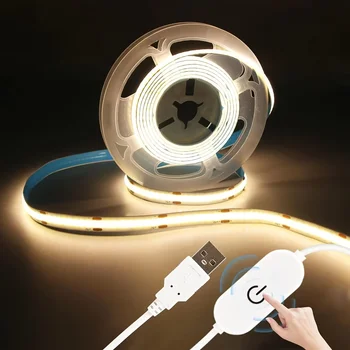 1M-5M USB LED Streifen Licht 5V 320LEDs/M COB Touch Sensor Dimmbare Lampe Band DIY TV Spiegel