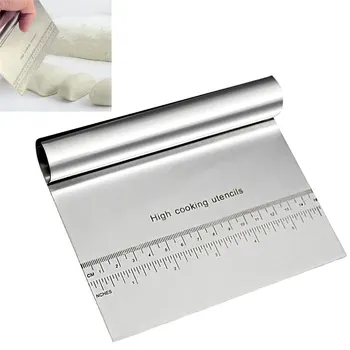 Edelstahl Teig Gebäck Schaber Pizza Cutter Chopper mit Messskala Mehrzweck Kuchen Brot Separator Skala Messer