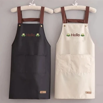 Hallo Brief gedruckt wasserdichte Schürze Küche Kochen nach Hause große Tasche Lagerung Backen Schulter