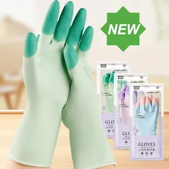 Silikon-Spülhandschuhe für die Haushaltsreinigung Küchenzubehör Rutschfeste Praktische Lange Spülhandschuhe