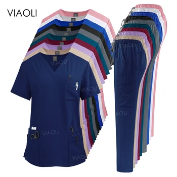 Medizinische Uniform Scrub Krankenhaus Arbeits Scrubs Set Krankenpflege Scrub Uniformen Frauen