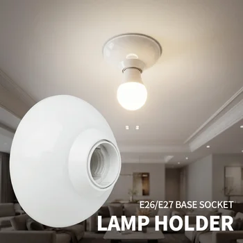 DIY E27 LED-Glühbirnenfassung mit rundem Sockel, 850 ° Feuerfeste Hängelampenfassung Industrielle Decken