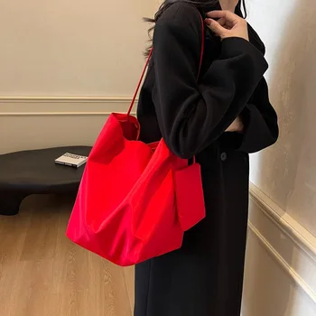 Minimalistische und lässige Tragetasche, Damen-Achseltasche mit großem Fassungsvermögen, Eimer-Tasche