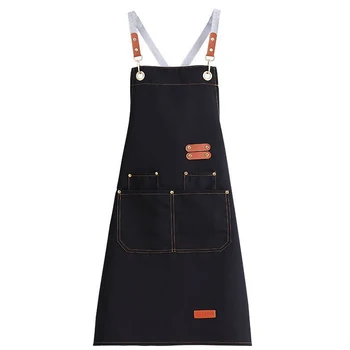 Wasserdichte Küchenschürze, ölbeständig, für Damen und Herren, mit großen Taschen für oder Kaffeebar