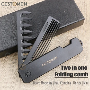 1/2/3 in 1 Tasche Klapp Kämme Kunststoff Breite Zahn Öl Kopf Kamm Bart Kämmen Barber Clipper kamm Salon Haar