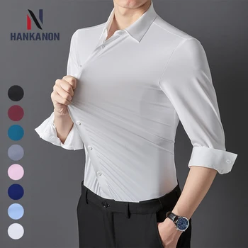Herren-Ultra-Stretch-Hemd -, seidiges, formelles Business-Langarmhemd für gesellschaftliche