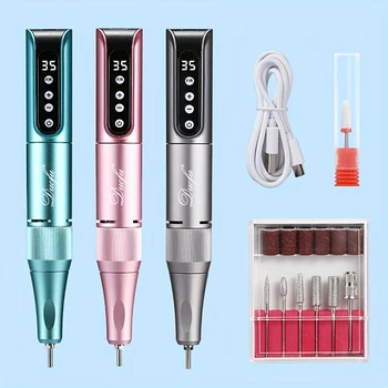 35000RPM Drahtlose Nagelbohrer Stift USB Nagelfeile Polieren Stift Wiederaufladbare Nagelbohrmaschine Tragbare