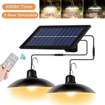 Solar-Pendelleuchte für den Außenbereich, wasserdichte LED-Lampe, Doppelkopf-Kronleuchter, Dekorationen