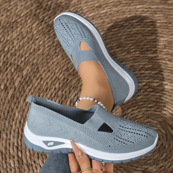 Damen-Sommerschuhe - Lässige Sneaker mit Rutschfester Sohle, Fly-Knit-Obermaterial für Mehr