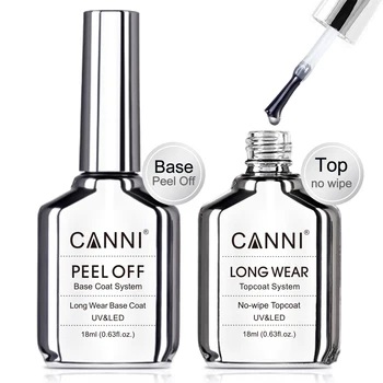 Canni TPO FREE HEMA FREE 18 ml Long Wear Diamond Nowipe Top Coat Peeloff Base Coat Soak Off UV LED Gel Polish