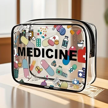 Medizinische Kosmetiktasche für Damen, große Kapazität, Reise-Organizer, leicht abwischbar, Toilettentasche