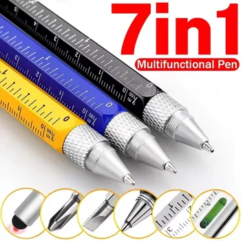 7-in-1 Multifunktionsstift Touchscreen-Stylus Kapazitiver Stift mit Schraubendreher Lineal Wasserwaage