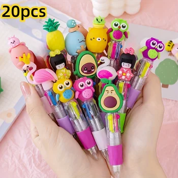 Nette Cartoon 4 Farbe Mini Kugelschreiber KawaiiUnicorn Flamingo Versenkbare Schreibwaren Geschenk