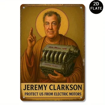 Vintage Jeremy Clarkson Rennwagen-Metallposter - robuste Garagendekoration mit von höchster Gang inspiriertem