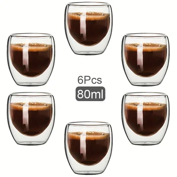 Doppelwandige Glasbecher Wärmeisolierend Transparent Handgefertigte Tee- und Getränkebecher MINI Whiskygläser