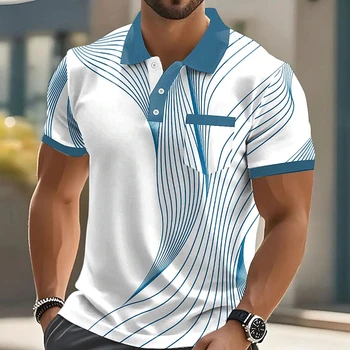 Sommer Mode Kurzarm herren Polo Shirts Streifen 3d Druck Revers Mann Top Übergroßen Männlichen Hemd Casual