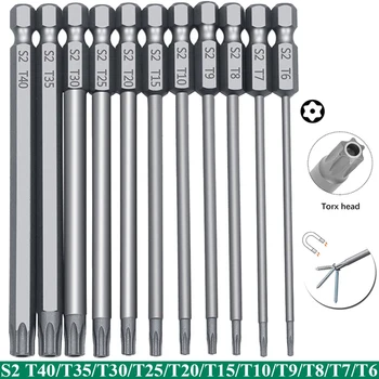 Torx sicherheit bit set s2 stahl magnetische sicherheit schrauben dreher set 50/100mm stern (11 Stück)