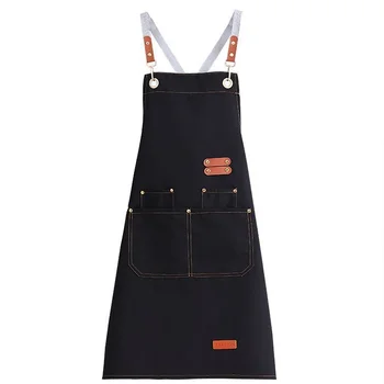 Wasserdichte Küchenschürze, ölbeständig, für Damen und Herren, mit großen Taschen für Kaffeebar, Restaurant
