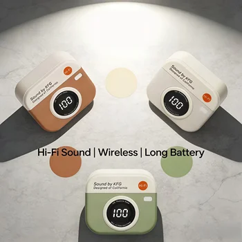 Drahtlose Bluetooth-Kopfhörer, Retro-Kamera, kreative Batteriestandsanzeige, Musik-Kopfhörer, langlebige
