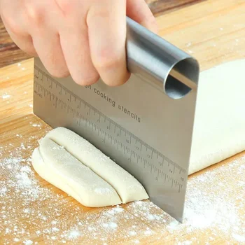 Edelstahl Gebäck Spatel Cutter Mit Skala Pizza Teig Schaber Fondant Kuchen Dekoration Werkzeuge Backen Küche