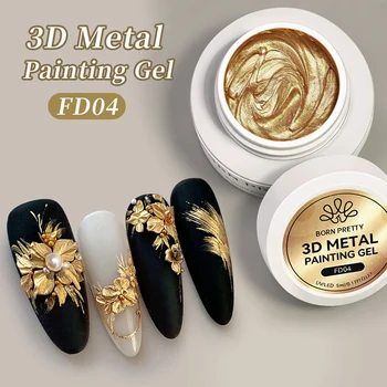 BORN PRETTY 5ml 3D Metall-Malgel, geprägtes Nagelgel, Gips-Textur-Zeichnungsgel, Schnitzgel, Nagelkunst
