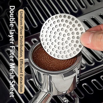 51/53/58 mm wiederverwendbarer Kaffee-Puck-Siebfilter aus Edelstahl für Siebträger, Barista-Zubehör KFGL02